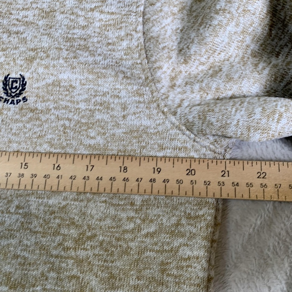 Chaps Sweater Mens Medium Beige Heather Quarter Zip Fleece Pullover Top Knit NEW - Picture 4 of 12